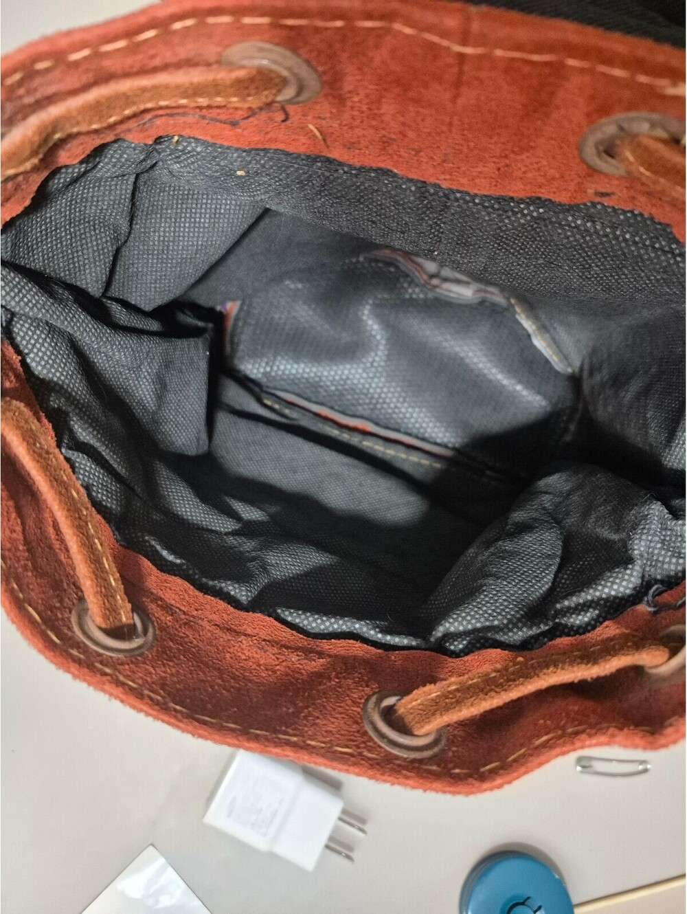 Vintage Boho Embroidered Floral Suede Leather Mini Backpack Handmade Artisan - Picture 7 of 8